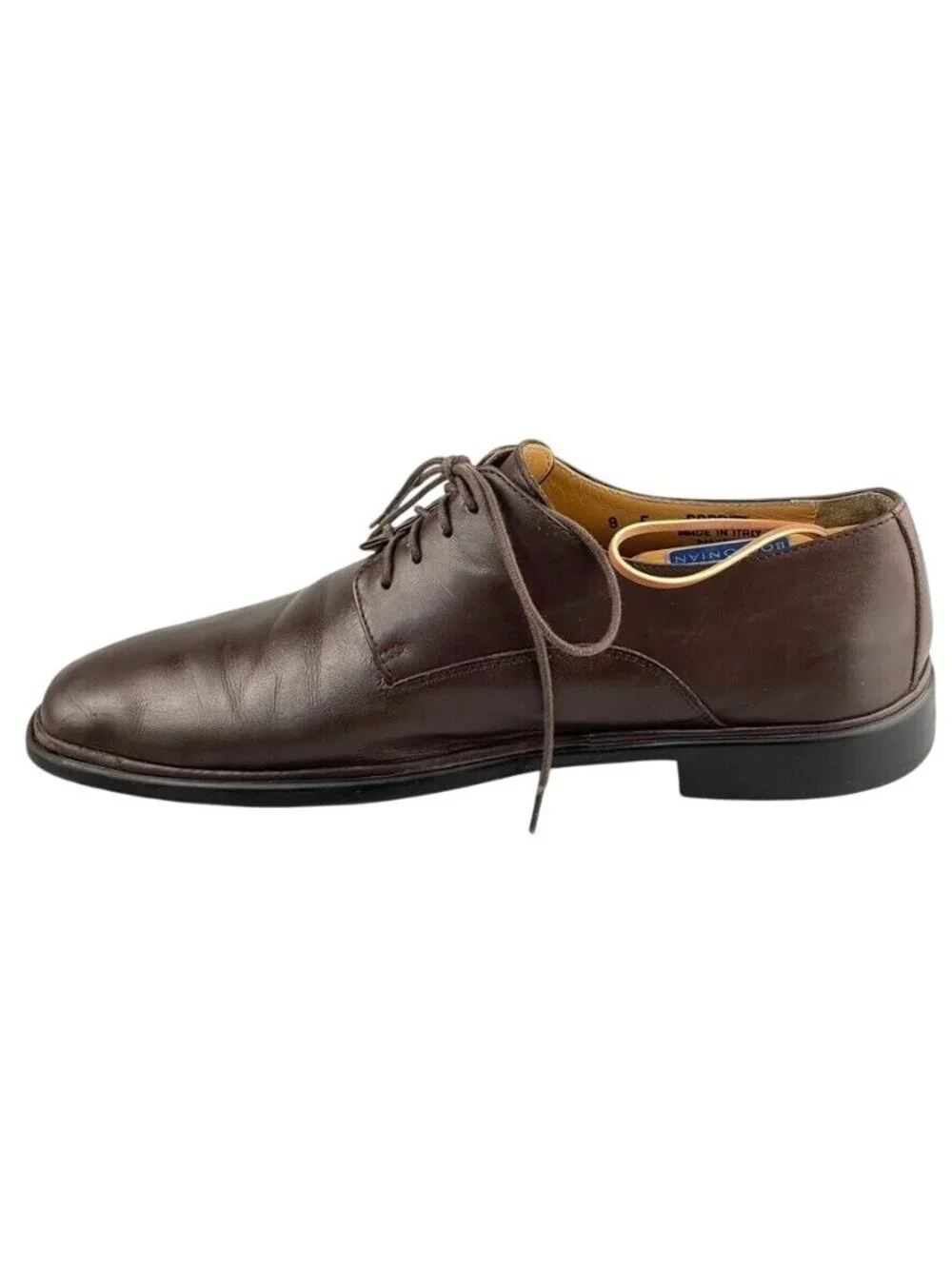 Bally Gabriel Brown Leather Derby Shoes Mens Size 8 E Made In Italy